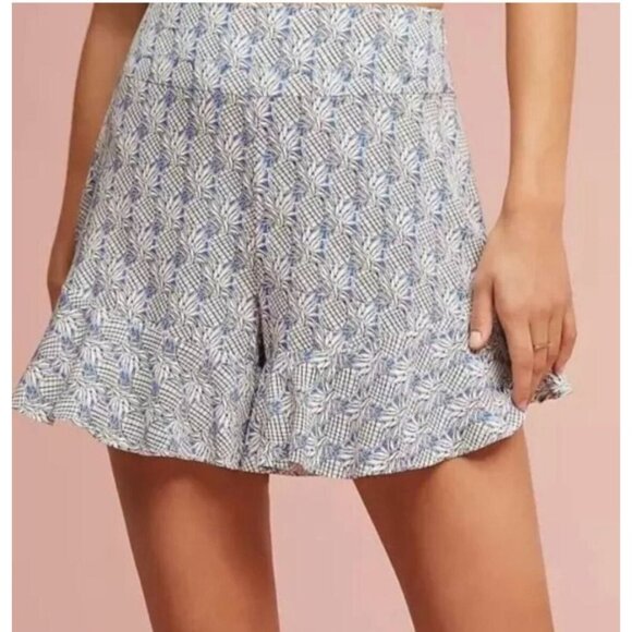 Maeve Ruffled Shorts Womens Size 8 Pineapples Beach Tropical Hawaii Blue - Picture 1 of 9